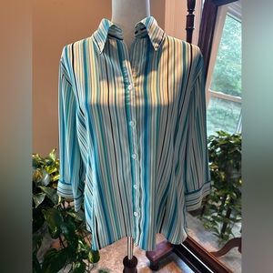 Vintage turquoise striped button down